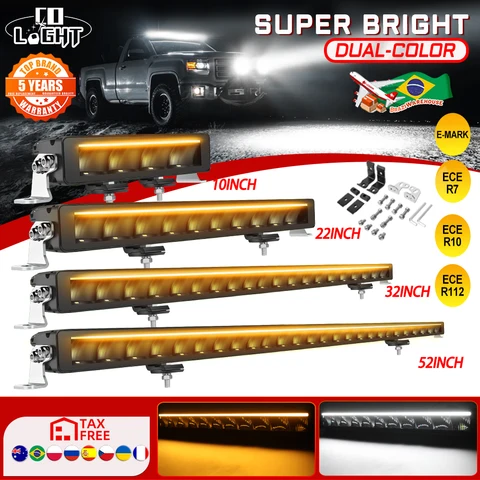 CO LIGHT 52 "ECE R112 R10 R7 Off Road LED Bar 12V 24V Barra de luz de carro ATV Barra 4x4 Luz de trabalho de telhado para Lada Niva Tuning Truck SUV
