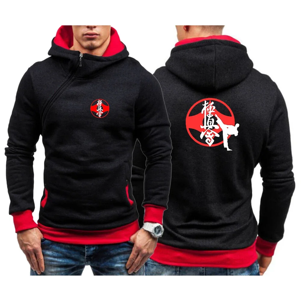 

Kyokushin Karate Printed 2024 Spring Autumn New Men's Hoodie Diagonal Zip Sweatshirts Pullover Popular Sportswear Streetwear