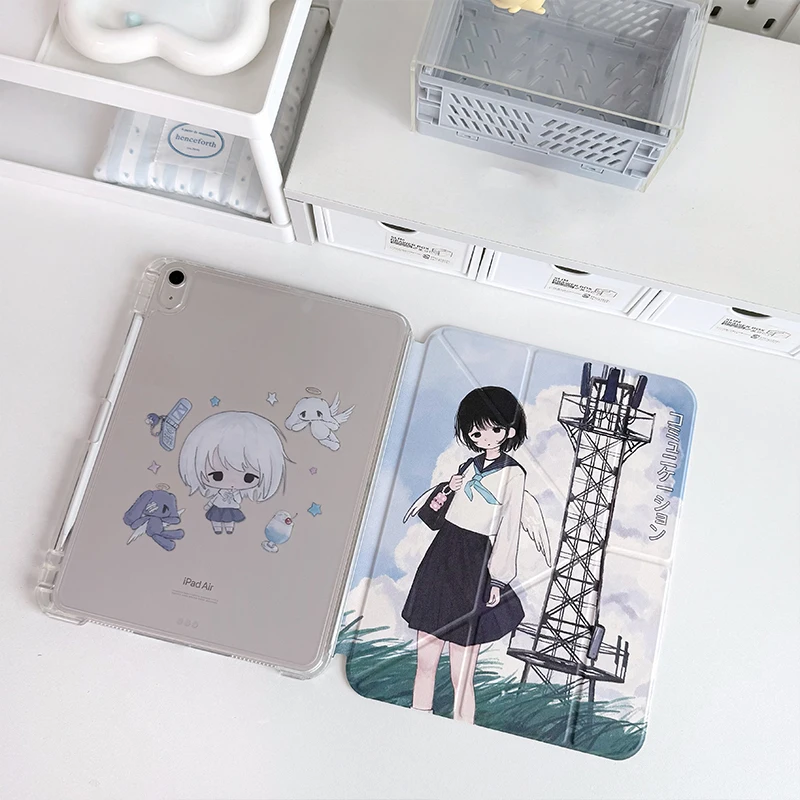 

Чехол Kawaii Anime Girl для iPad Pro 11 M2 M3 M4 M5 A16 2025 Air4 5 6 7 12.9/13/9.7/10.2/10.5/9.7 дюймов 5-го, 6-го, 7-го, 8-го, 9-го, 10-го, 11-го поколений