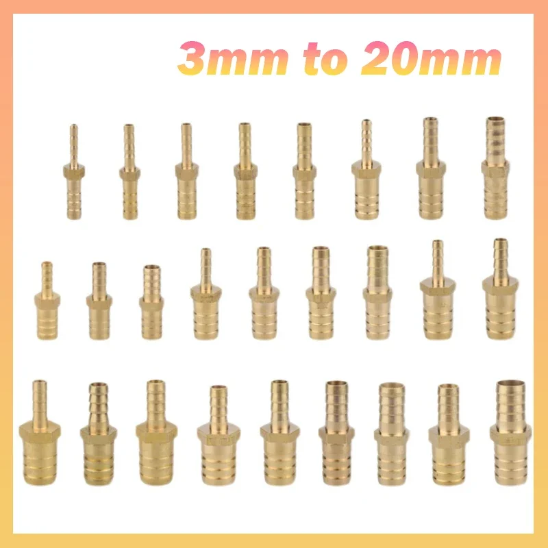 6/8/10/12/14/16/18/19/20mm Brass 2 Way Reducing Straight Hose Barb Barbed Pipe Fitting Reducer Copper Coupler Connector Adapter