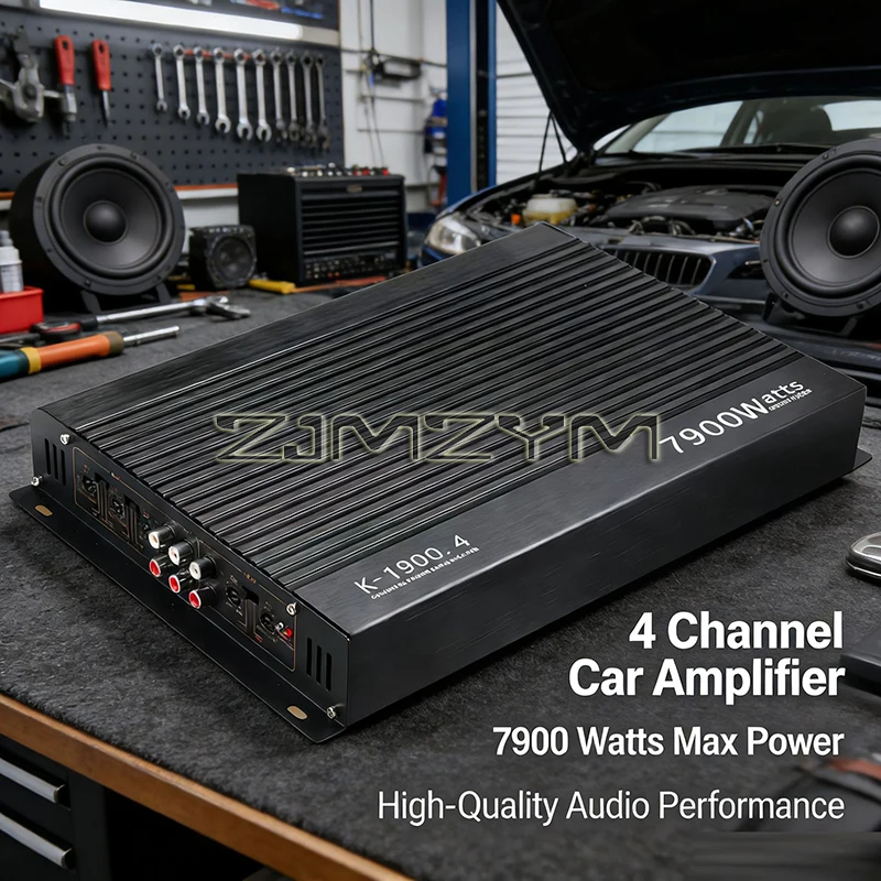 Car Amplifier Car Audio Amplifier High Power Aluminum Alloy 12V 4 Channel Car Stereo Power Amplifier Black Power Amplifier