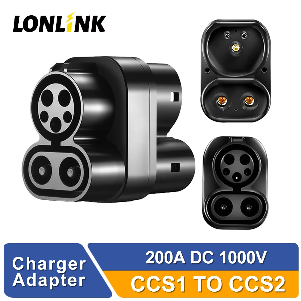 

LONLINK CCS1 to CCS2 Adapter From CCS1 Charger to CCS2 Electric Vehicle Charger DC Fast Charging Adapter Connector For Tesla