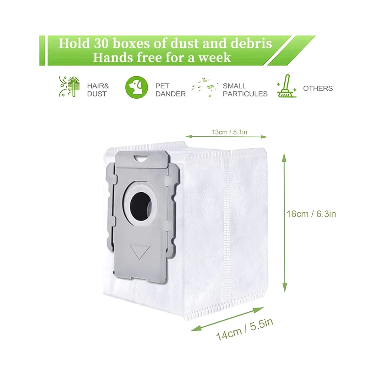 مجموعة من 2 فرشاة مطاطية ل e ، i ، j ، 6 مرشحات hepa ، فرش جانبية و 6 أكياس فراغ