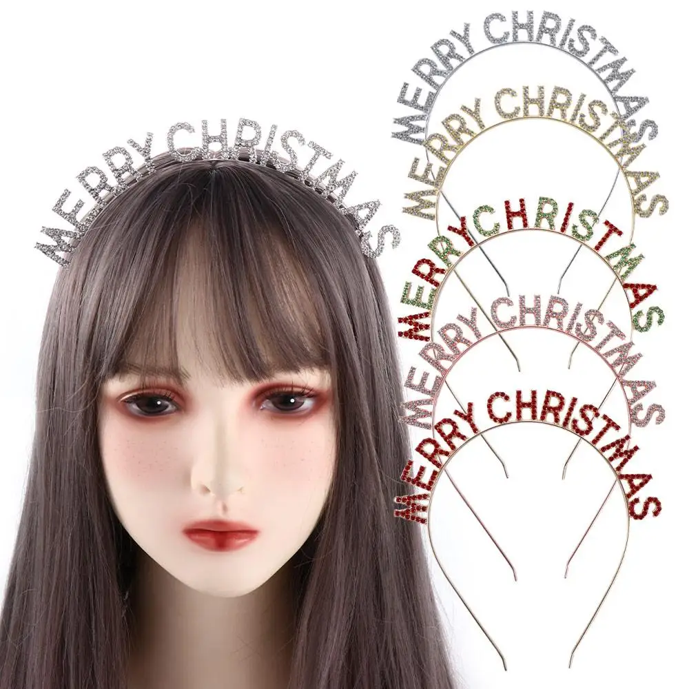 

Dree Up New Year Headdress Alloy Christmas Gift Merry Christmas Headband Korean Style Hair Hoop Rhinestone Crown Female Jewelry