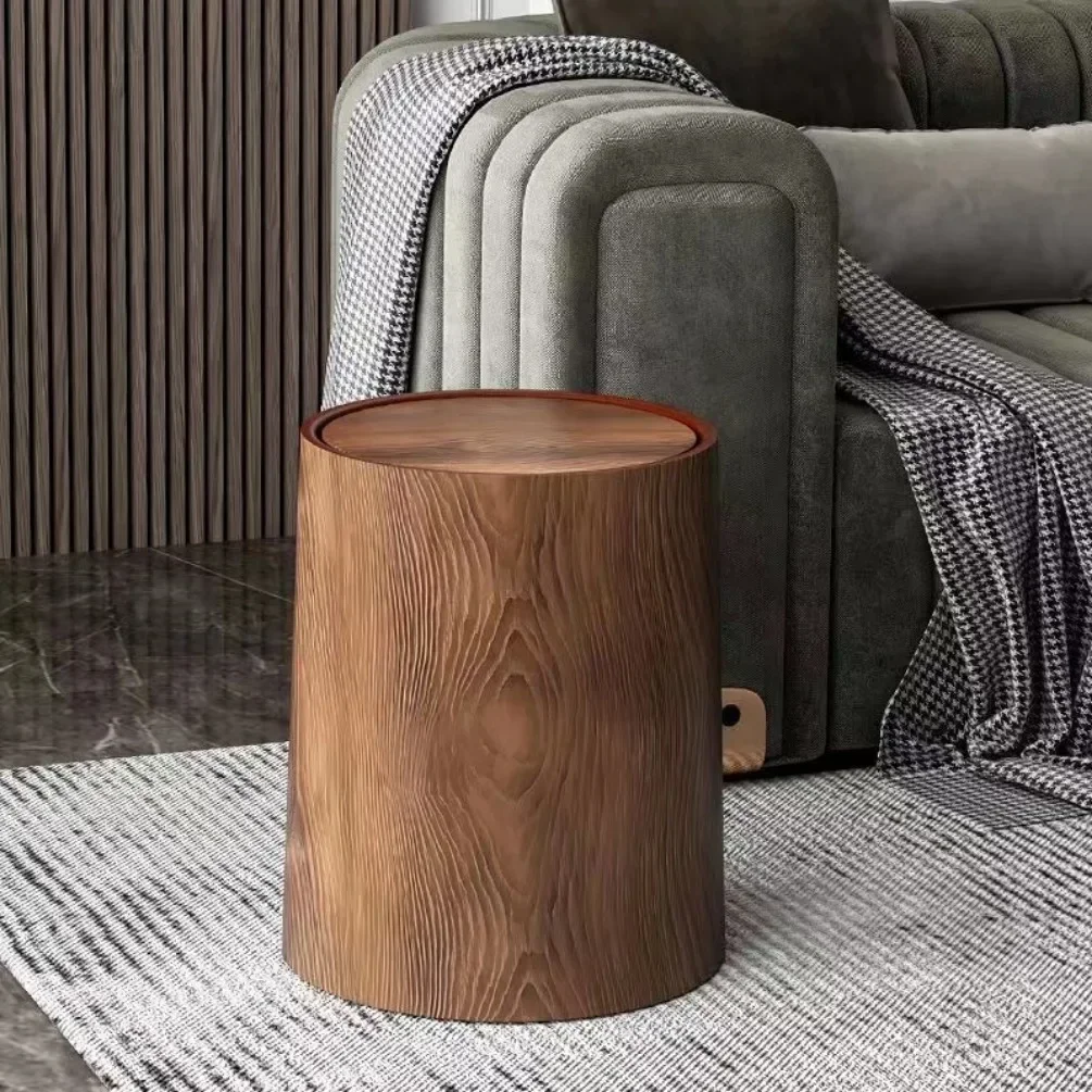 Retro Wood Texture Trash Can Waterproof Wastebasket Bathroom Dustbin Household Large Capacity Garbage Bin Kitchen Accessories