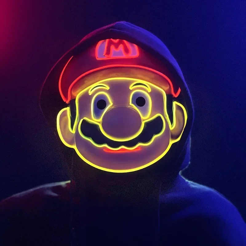 Super Mario Bros Luminous Mask LED Cosplay Costumes Accessories Props for Dressing Up Light Mask Halloween Creative Night Masks