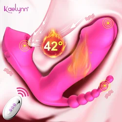 3 in 1 Licking Sucking Vibrators for Women 10 Mode Vibrating Anal Vagina Clitoris Stimulator Wearable Oral Sex Toys for Adult 18