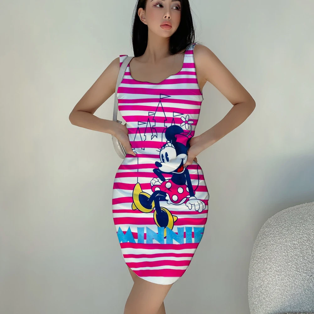 

Mickey Mouse print dress sexy slim fashion casual comfortable short dress kawaii summer women's new style