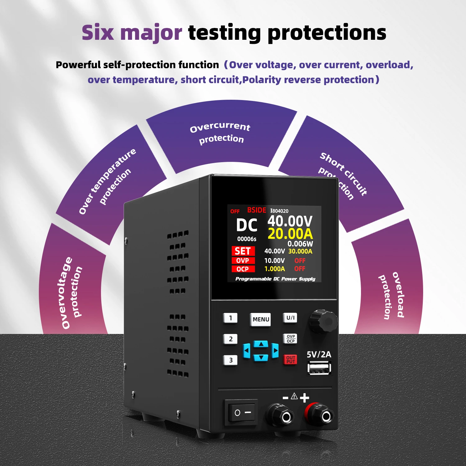 BSIDE-I8 โปรแกรม DC Power Supply Lab 30V 10A แรงดันไฟฟ้าปรับดิจิตอล Workbench Overvolt Overcurrent ป้องกัน