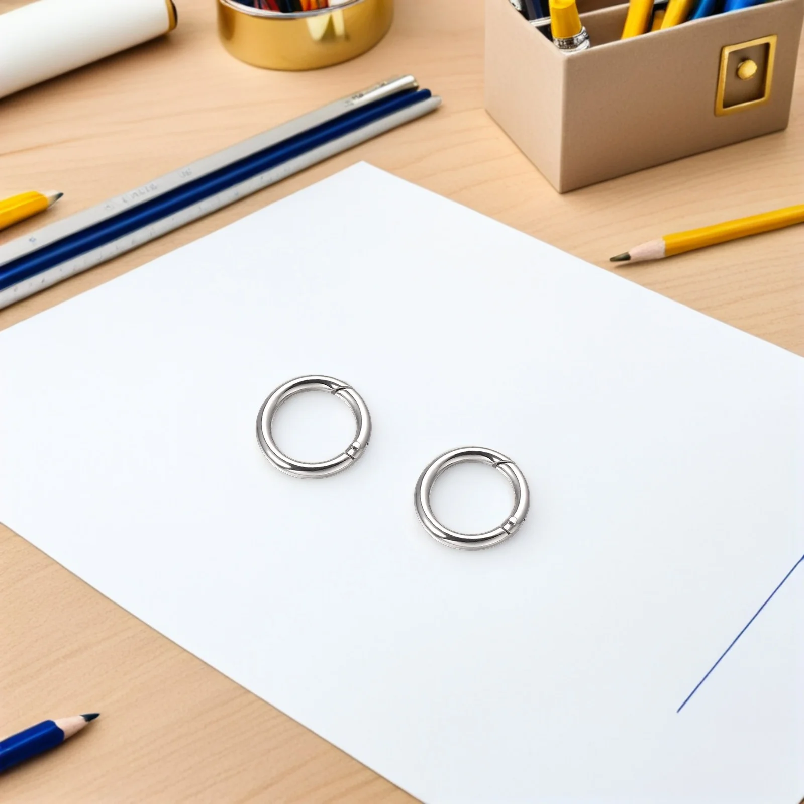 15pcs Zinc Alloy Key Rings Open Jump Split Rings Polished Spring Clips For Diy Jewelry Making Crafts Bag Accessories Round Snap