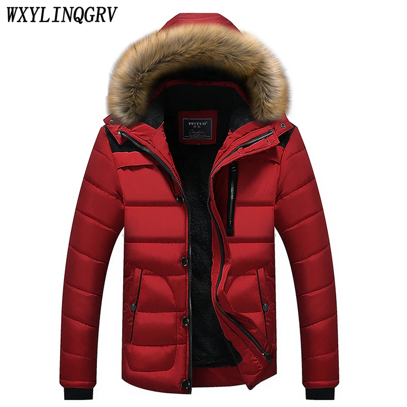 2023 Autumn Winter New Men Windproof Hooded Parkas Jackets Men Winter Warm Comfortable Chest Pocket Detachable Hat Men's Jackets