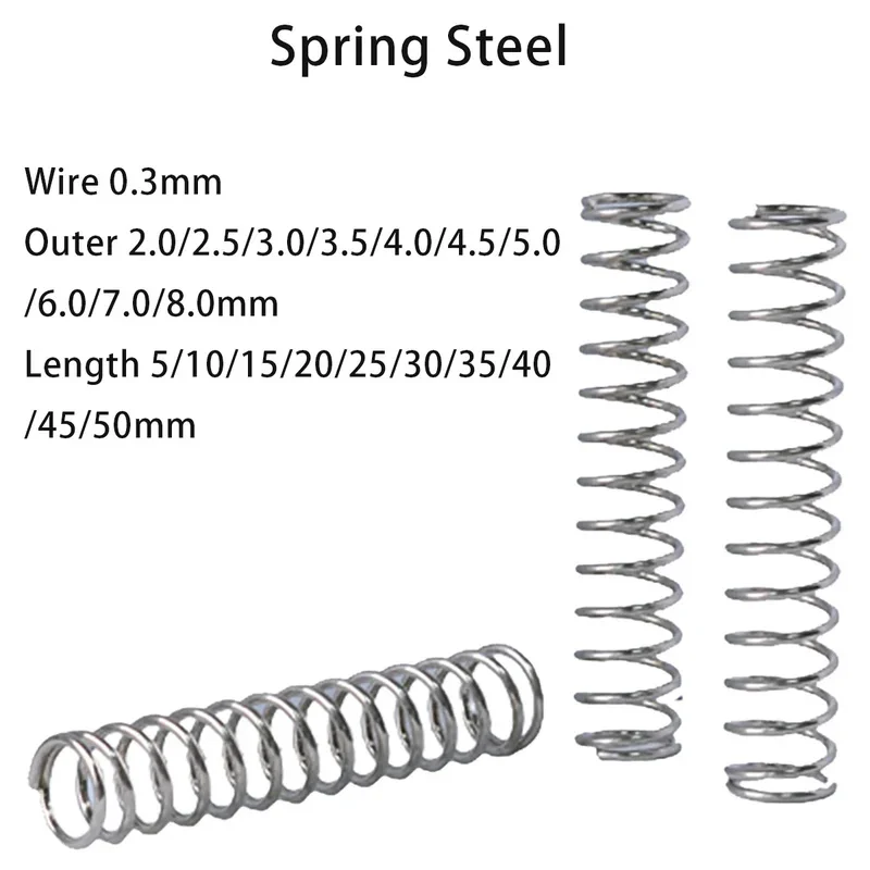 

10pcs Strong Steel Spring Compressed Miniature Ballpoint Pen Spring Wire 0.3mm Outer 3/3.5/4.5/5/6/7/8mm Length 5-50mm