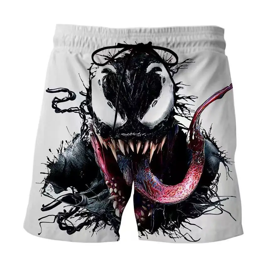 Venom Men's Shorts Anime Comic Shorts 3D Marvel Printed Swim Trunks Beach Quick Dry Men's Shorts Summer New Men's Clothing