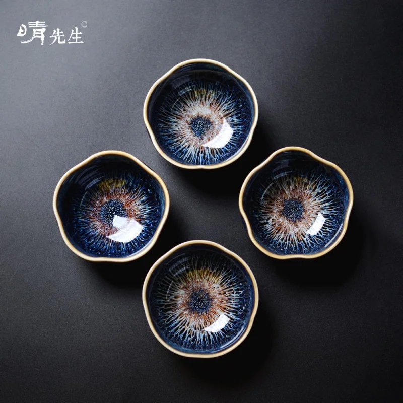 

Jianzhan Temmoku Glaze Tea Cup Flambe Kung Fu Tea Teaware Master Cup Household Purple Sand Small Teacup Tea Cup Tea Bowl Ceramic