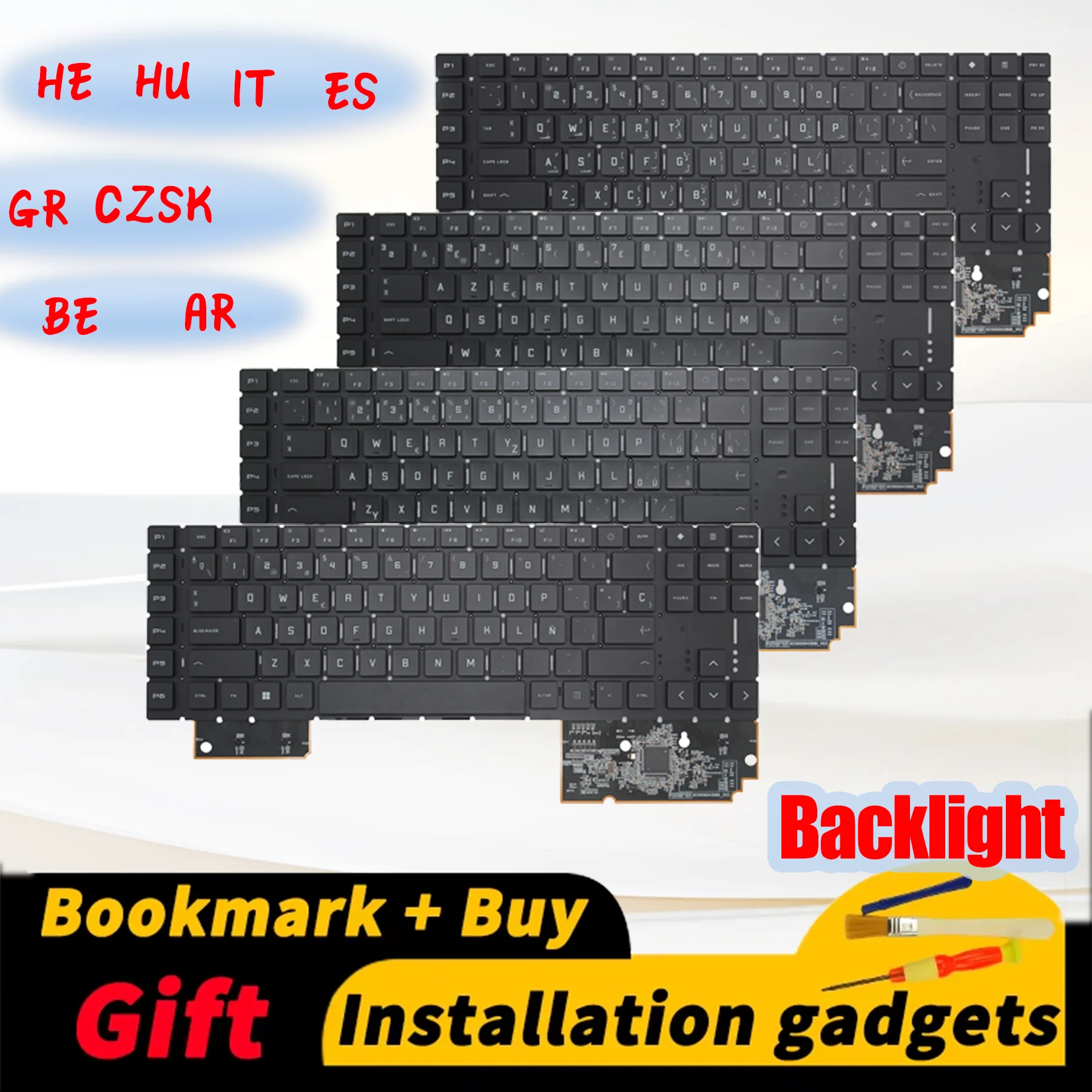 Suitable for HP Omen 7/8 PLUS 17-CK 1001/1002 17-CM TPN-Q266 backlit keyboard AR BE CZSK ES GR HE HU IT layout