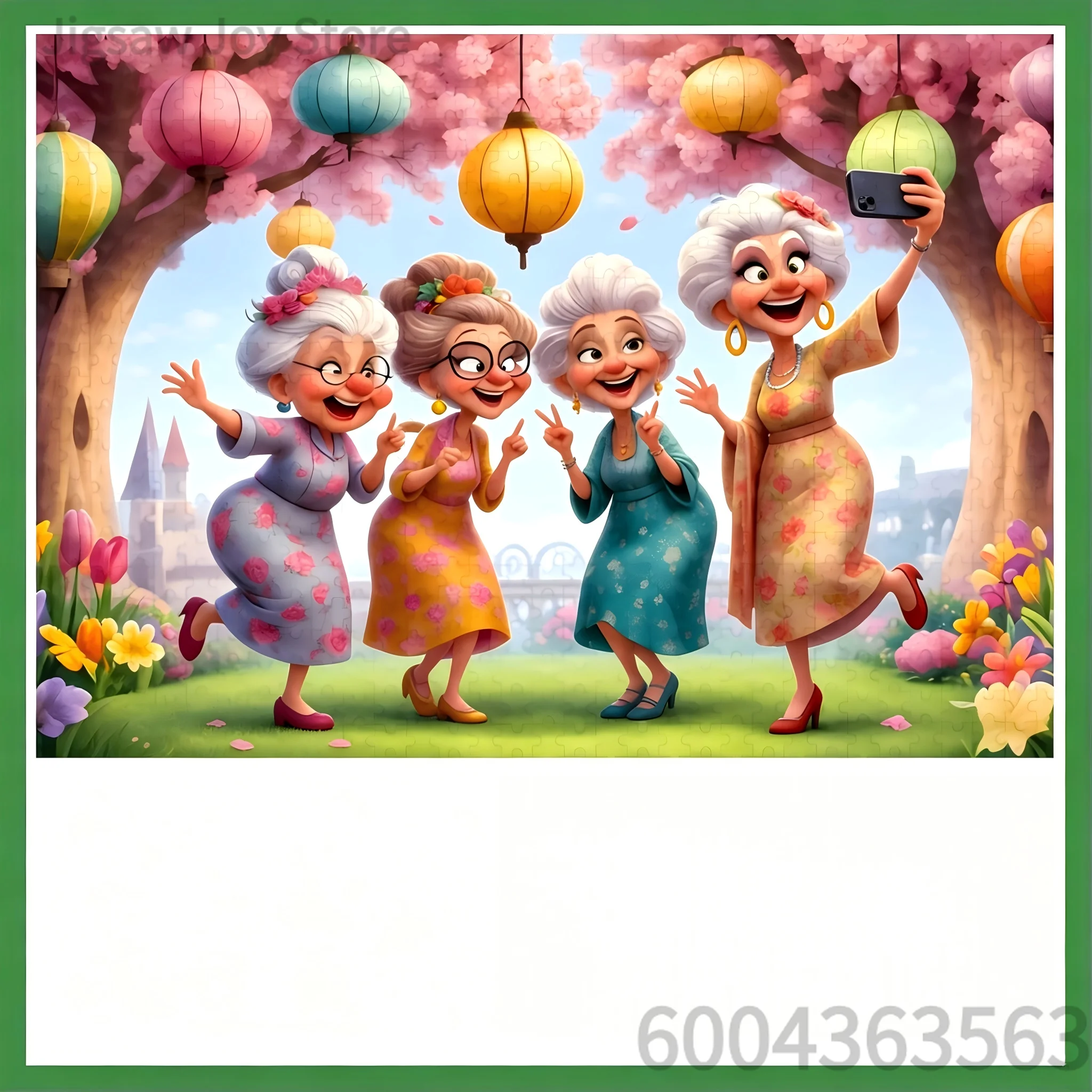 Funny Cartoon Old Lady Grocery Store Jigsaw Puzzle 500-2000 Pieces, Humor Life Scene Paper Puzzle for Adults Home Decor Gift