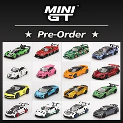 PreSale MINIGT 809 1:64 LBWK Abas Works ABARTH 595 Gara White Diecast Car Model Collection Toys