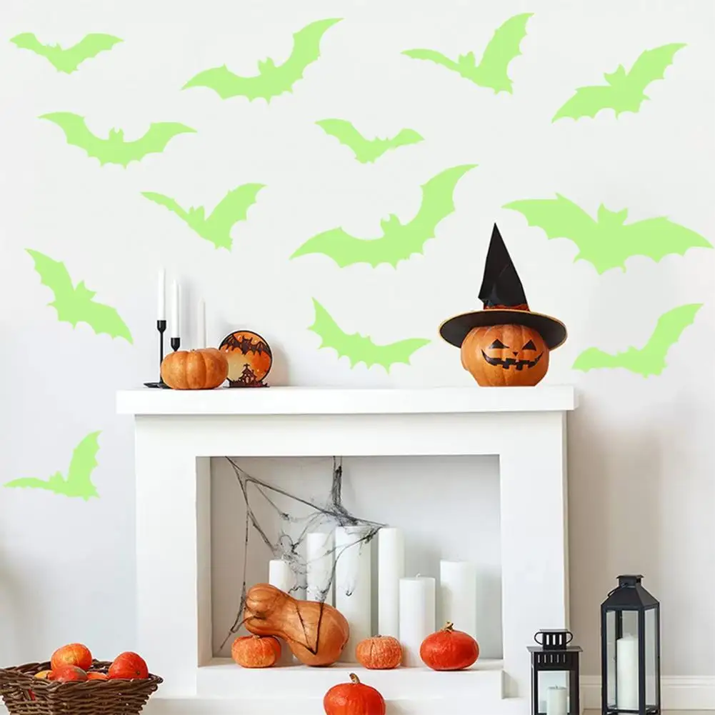 Pvc Wall Stickers Glowing Wall Stickers Glow Dark Wall Stickers Waterproof Self-adhesive Pvc Decals Glitter Bat for Bedroom view 2
