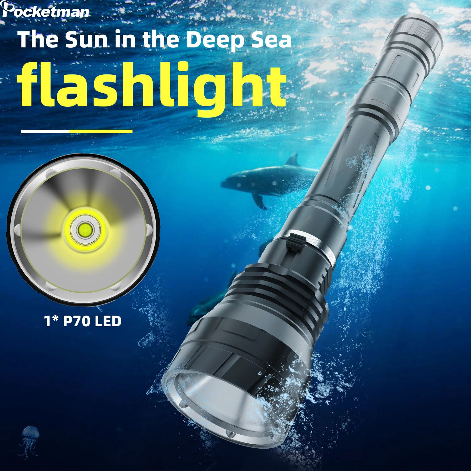 

Portable Aluminum Alloy Diving Flashlight Long Endurance High-Power High-Light Underwater Fishing White Yellow Light Flashlight