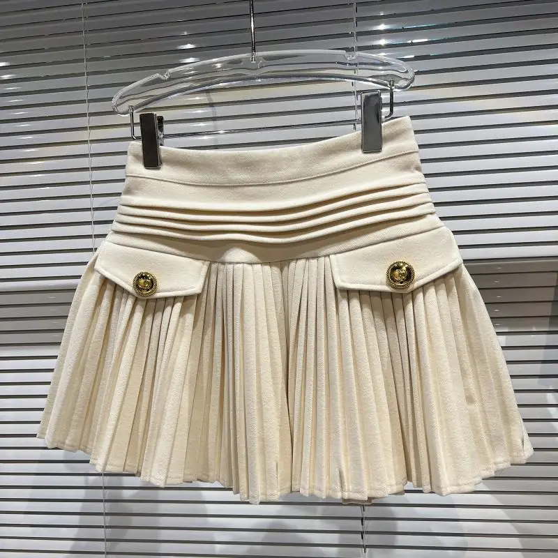 Skirt Girls Metal Velvet Pleats Korean Solid Color Childrens Clothing 2024 Versatile Vintage Elastic Waist Vintage