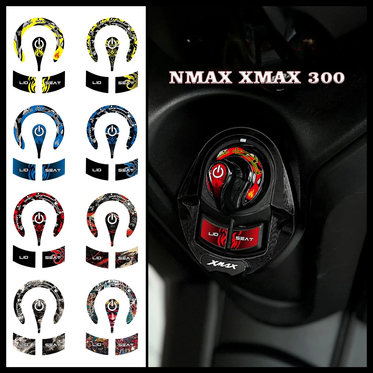 For 2025 XMAX 300 Glow In Dark Motorcycle Stickers Lgnition Lock Side Vent Body Decor Luminous Style Vinyl Accessories Decals