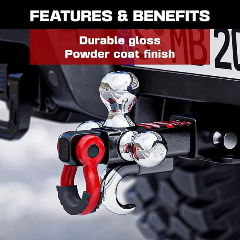 

Off road pickup truck new trailer hitch device rotatable trailer hook and loop three ball hitch device 2-in receiver