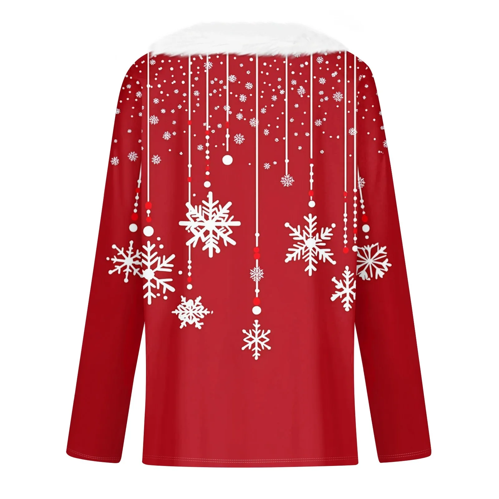 y2k Christmas Snowflake Print Women\'s T-Shirt Long-Sleeve Casual Daily Wear 2024 Women Tops V-Neck Plush ropa de mujer ofertas