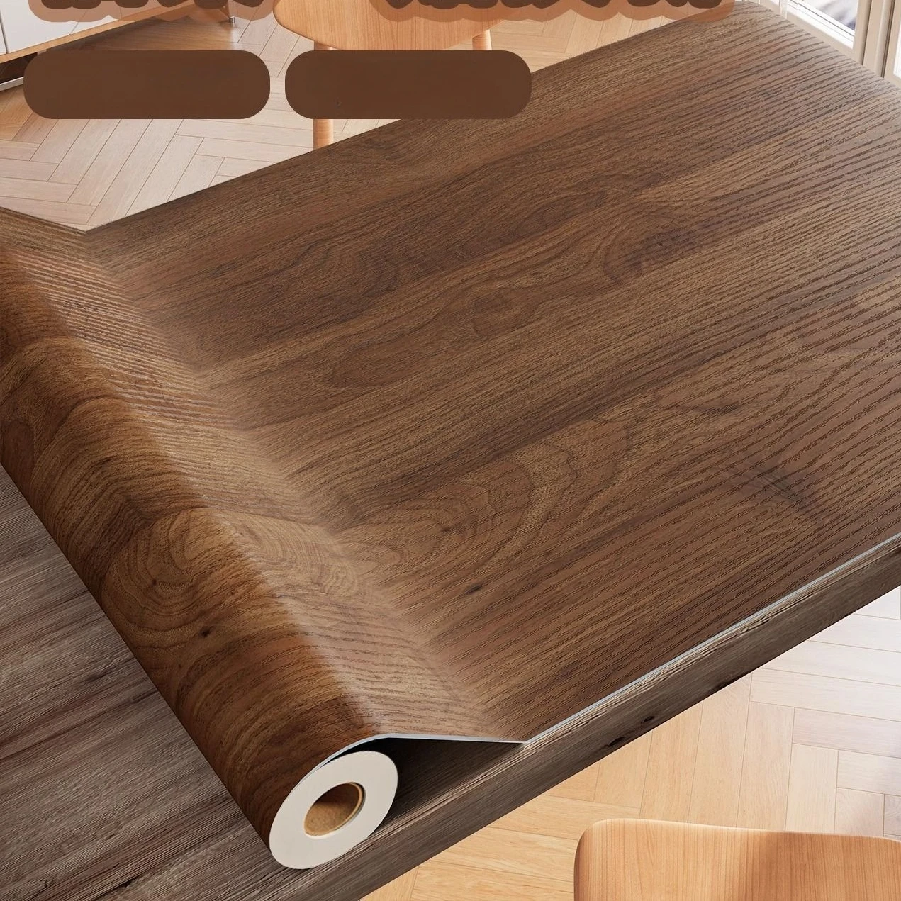 

Thickened Book Desktop Stickers Waterproof Oil Resistant Self-adhesive Wood Grain Dining Table Furniture Renovation Wallpaper