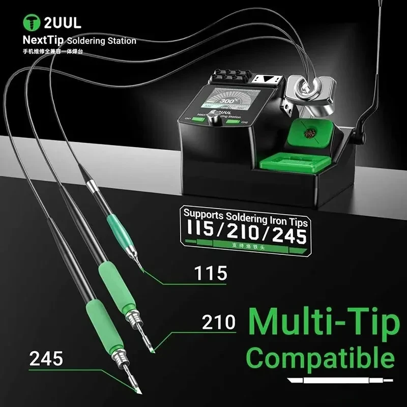 

2UUL NT210 Soldering Station 80W 60-480°C for Phone Repair with Smart Handle LCD Screen Fast Heating Overload Protection