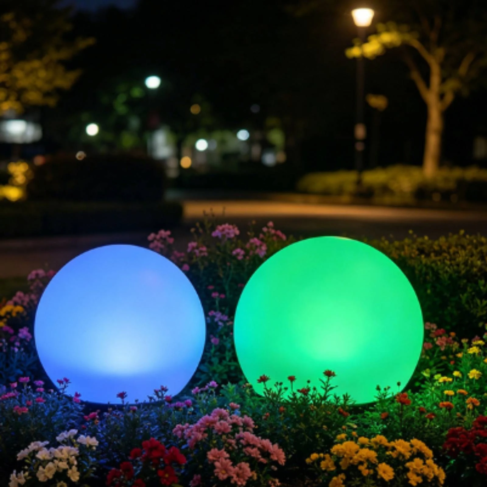 Globe Light with Ground Stake RGB Color-Changing Solar Globe Light Solar Garden Sphere Wireless Controller-Controlled for Lawn view 6