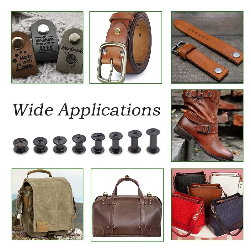 

50Sets M5*4 Gun Black Chicago Screw Kit Leather Rivets Screw Bookbinding Chicago Screw Buttons DIY Leather Craft Belt Bag Repair