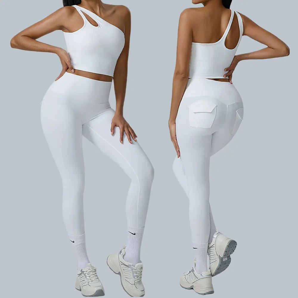 

2PCS Yoga Suit Women Quick-Drying Sports Set Women Tracksuit Running Workout Sleeveless Vest With Sloping Shoulders Sports Suits