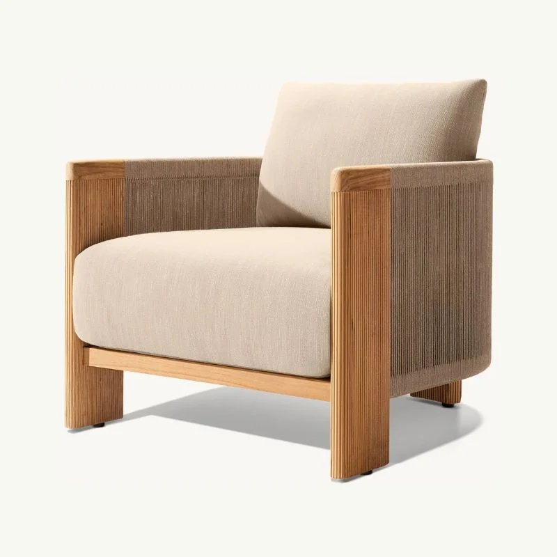Outdoor Patio Lounger Teak Sofa Set Durable Modern Waterproof Eco-Friendly Villa Apartment Courtyard Garden Furniture