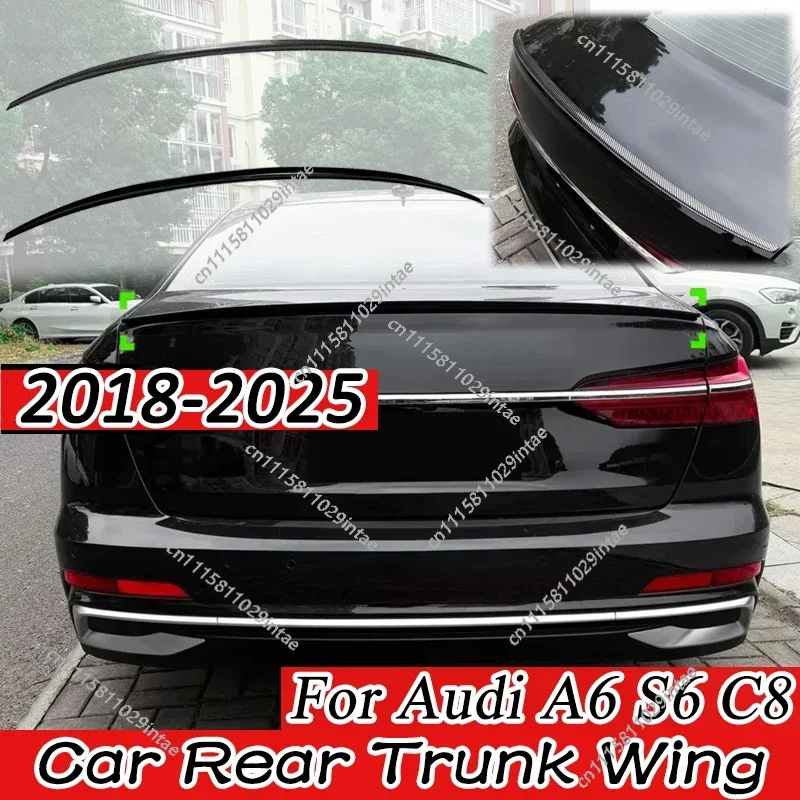 For Audi A6 S6 C8 2018 2019 2020 2021 2022 2023 2024 2025 Car Rear Trunk Wing Spoiler Tail Fin Decoration Auto Parts Tuning