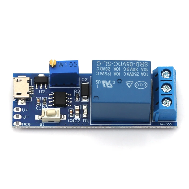Smart Electronics 5V-30V Micro USB Power Adjustable Delay Relay Timer Control Module Trigger Delay Switch
