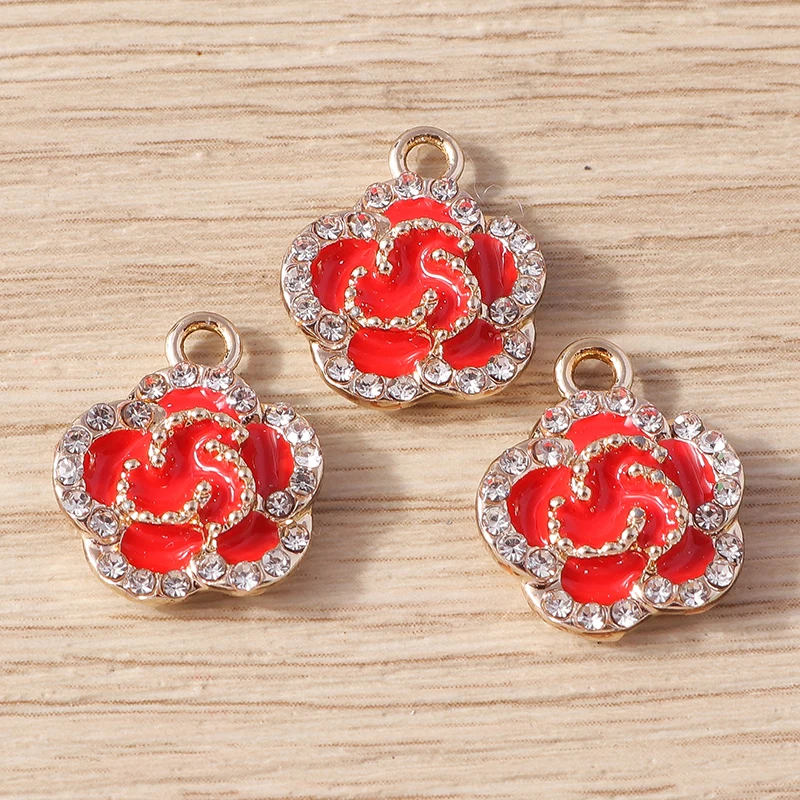 10 Stück 14x17mm Niedliche Kristallblumen-Anhänger für Schmuckherstellung, DIY Tropfenohrringe, Halsketten, Armbänder, Schmuckzubehör – Detail 12