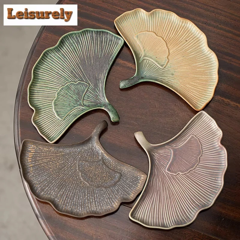 

Handmade Gold Plated Fruit Dishes Antique Ginkgo Leaf Pastry Plate Fruit Dishes Plates Appetizer Serving Platter Food Ornaments