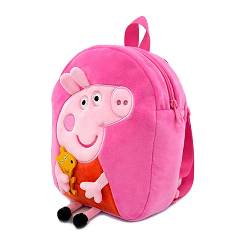 Mochila estereoscópica de Peppa Pig para niños, bolso cruzado de felpa, monedero de Anime, juguetes de George, bolsillo redondo, regalos