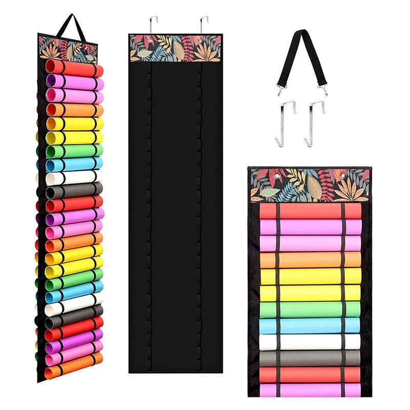 

HOT Vinyl Roll Holder With 48 Compartments Vinyl Storage Organizer Craft Vinyl Storage Rack For Home Craft Room Door, Wall