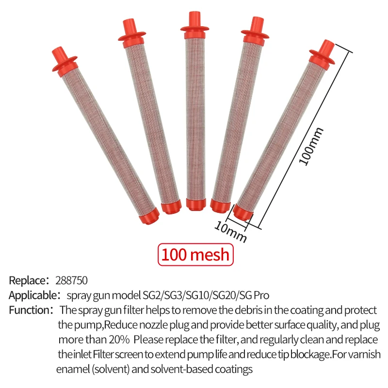Imagem -04 - Airless Pintura Pistola Filtro Peças de Pistola 60 Mesh 100 Mesh Sg2 Sg3 Sg10 Sg20 sg Pro Pcs 10 Pcs