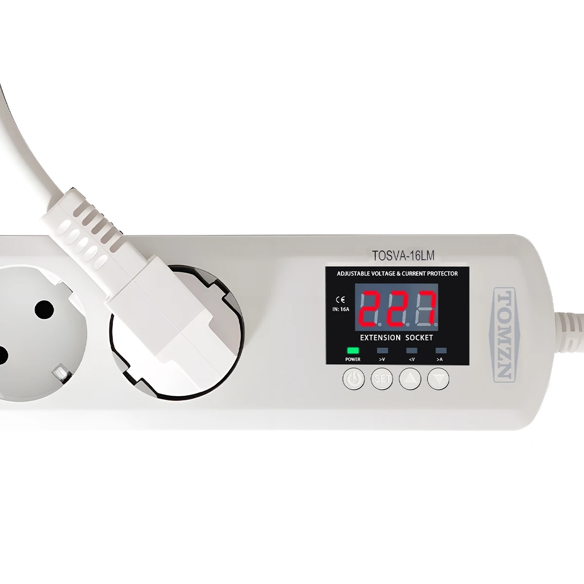 TOMZN TOSVA-16LM EU Plug Socket 4 AC Outlets Automatic Voltage current Protector 220V Adjustable 16A Power Protector Wall