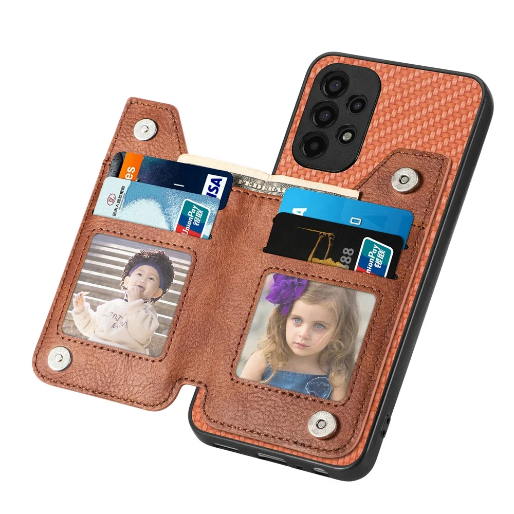 Magnetic Case For Samsung Galaxy S24 S23 S22 S21 S20 Note 20 Ultra FE S10 S9 S8 10 Plus Kickstand Card Slot Leather Case Cover