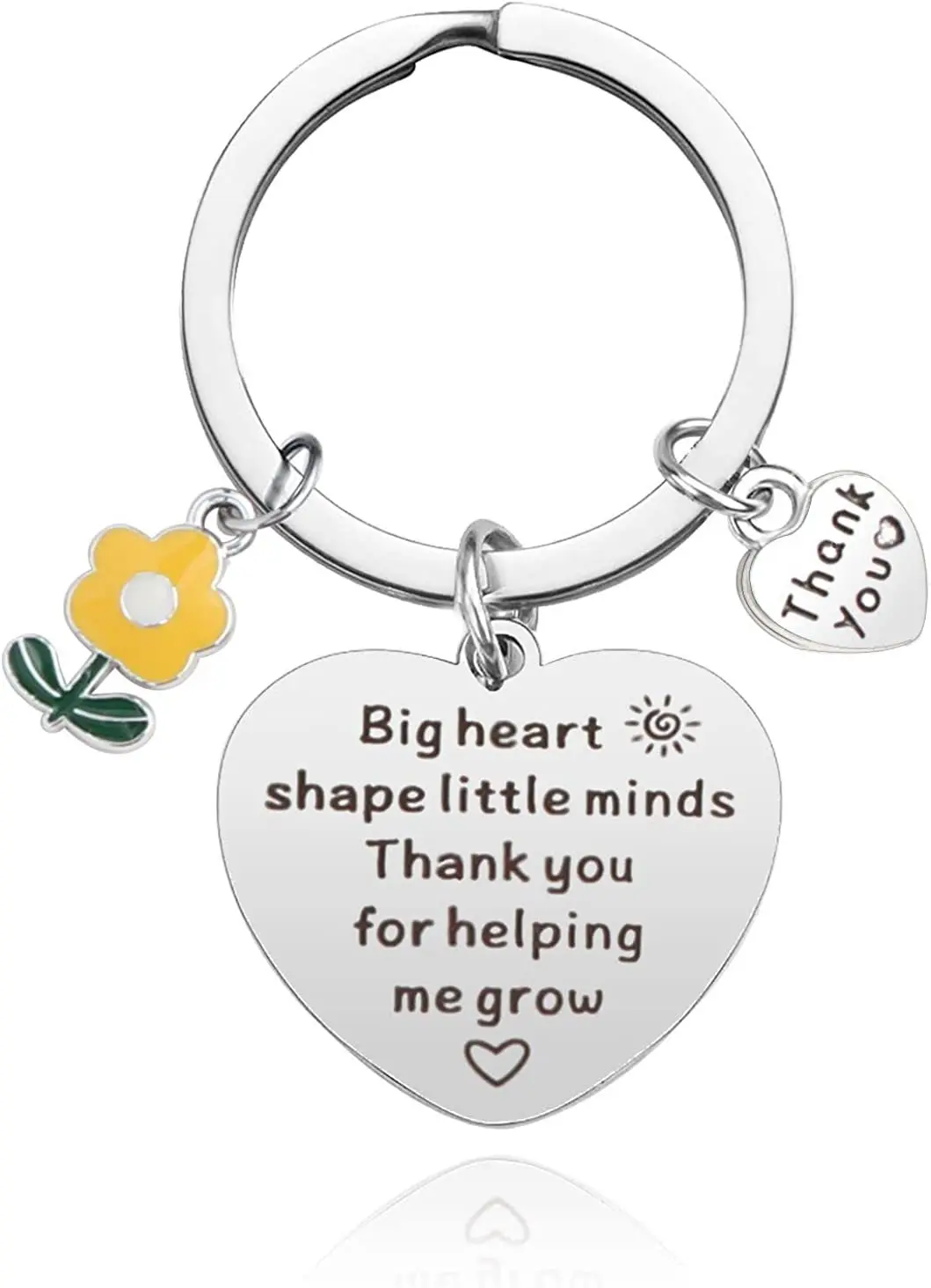 Shuangshuo البوهيمي زهرة قلادة المفاتيح الحب القلب سلسلة مفاتيح من الفولاذ المقاوم للصدأ شكرا لمساعدتي في نمو رسالة الملحقات #5