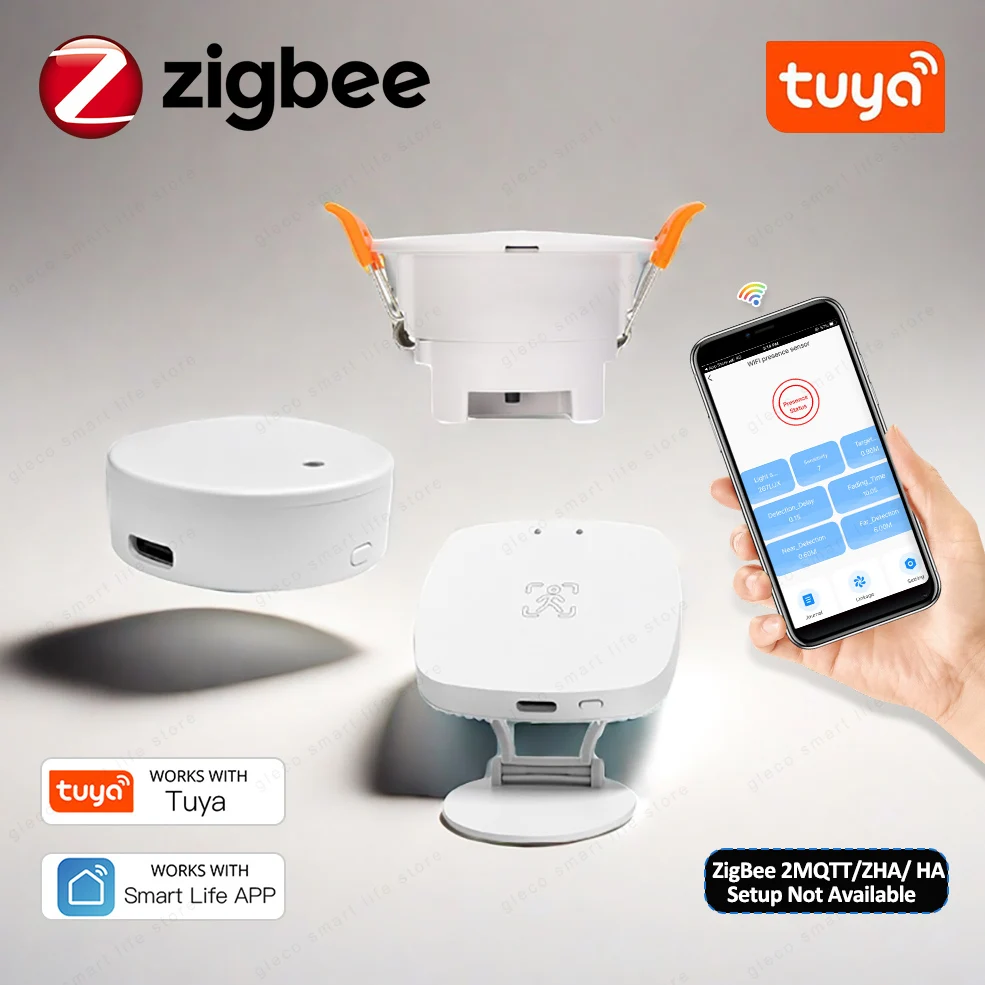 ZigBee Wifi MmWave Human Presence Motion Sensor Detector With Luminance/Distance Detection Tuya Smart Life Home Automation