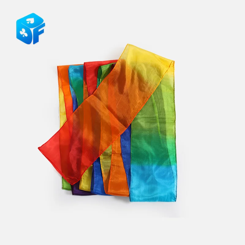 Rainbow long Waterfall Of Silk 5m silk magic tricks silk scarves magic props