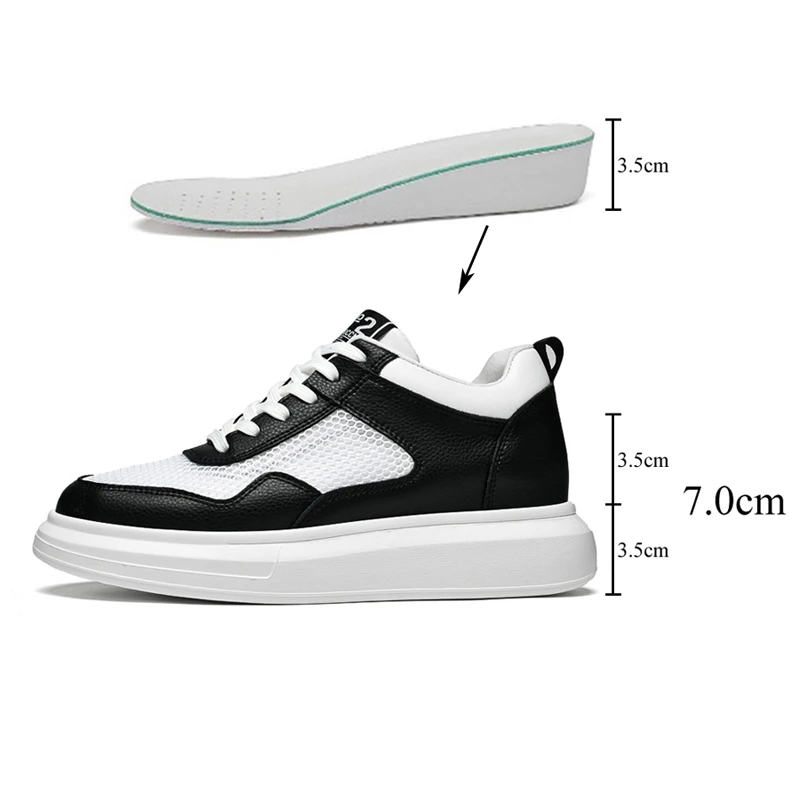 

Elevator Shoes For Men Height Increasing Shoes Mesh Casual Heightening Sneakers Insoles 3.5CM+Bottoms 3.5CM