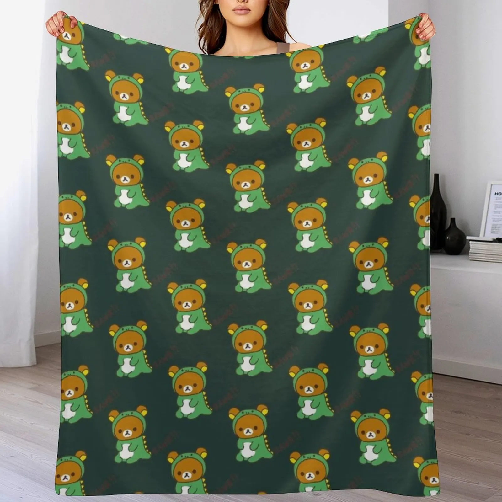 Rilakkuma Rilakkuma Dino Dragon Costume Throw Blanket Luxurious Soft Fuzzy Blanket for Sofa Bed