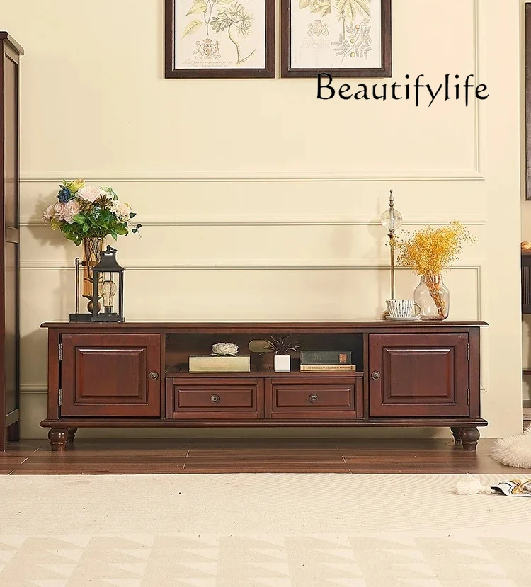 

Американский ретро-шкаф для телевизора из цельной древесины, шкафчик для телевизора, напольный шкаф, современная простая мебель из вишневого дерева для гостиной