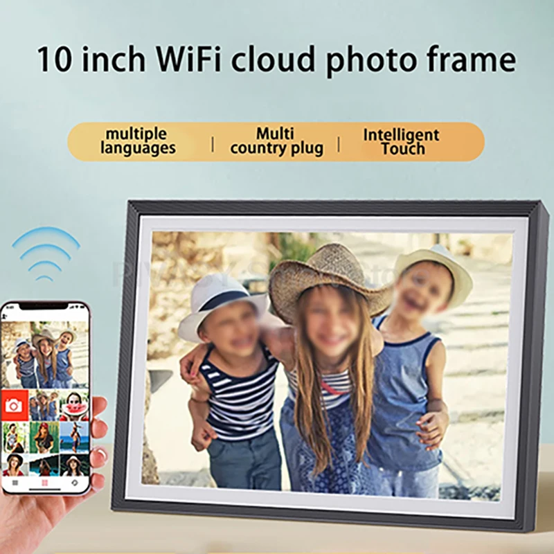 10 Inch Smart Cloud Photo Frame Frameo APP Touchscreen Electronic Digital Photo Frame 1280x800 Resolution WiFi Connectivity IPS
