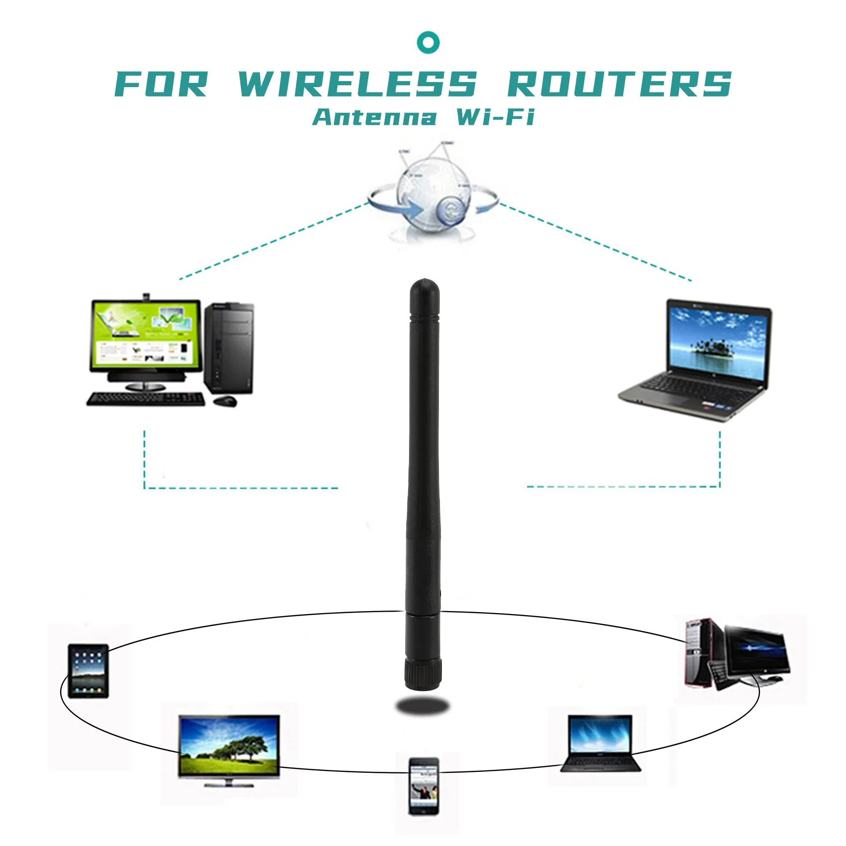 Antena WIFI dengan Router nirkabel, 1 buah 2.4G/5G/5.8GHz 2dbi Omni antena dengan colokan Male RP SMA untuk Router nirkabel harga grosir antena Wi-Fi